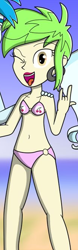 Size: 446x1437 | Tagged: safe, artist:phantomshadow051, cherry crash, equestria girls, g4, background human, belly button, bikini, clothes, cropped, female, midriff, solo, swimsuit