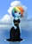 Size: 1000x1407 | Tagged: safe, artist:howxu, rainbow dash, equestria girls, g4, black dress, chibi, clothes, commission, commissioner:ajnrules, cute, dashabetes, dress, little black dress, microphone, rainbow dash always dresses in style, solo, standing in water, wet clothes, wet dress
