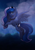 Size: 2894x4093 | Tagged: safe, artist:cottonaime, princess luna, alicorn, pony, mlp fim's tenth anniversary, g4, cloud, female, flying, happy birthday mlp:fim, high res, jewelry, looking at you, mare, night, profile, regalia, sky, smiling, solo