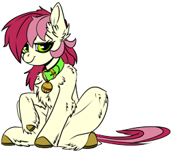Size: 2440x2160 | Tagged: safe, artist:brainiac, roseluck, earth pony, pony, g4, bell, bell collar, cat bell, collar, cute, fluffy, high res, pet play, pony pet, rosabetes, rosepet, solo, unshorn fetlocks