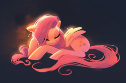 Size: 1500x992 | Tagged: safe, artist:imalou, fluttershy, pegasus, pony, g4, backlighting, cute, drawthread, female, glowing, gray background, mare, nap, requested art, shyabetes, simple background, sleeping, solo, sweet dreams fuel