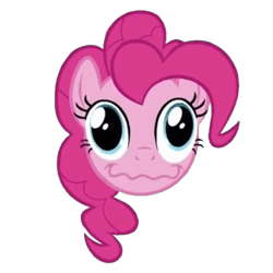 Size: 640x640 | Tagged: safe, edit, edited screencap, screencap, pinkie pie, earth pony, pony, g4, too many pinkie pies, background removed, derp, faic, simple background, smiling, solo, transparent background, wavy mouth, wide eyes