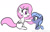 Size: 446x283 | Tagged: safe, artist:banebuster, princess celestia, princess luna, alicorn, pony, series:tiny tia, g4, baby, baby pony, boop, cewestia, cute, cutelestia, duo, female, filly, lunabetes, pegasus luna, pink-mane celestia, profile, royal sisters, simple background, sisters, white background, woona, younger