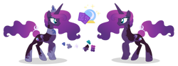 Size: 1280x480 | Tagged: safe, artist:magicuniclaws, oc, oc only, oc:pythia, alicorn, pony, female, magical lesbian spawn, mare, offspring, parent:princess luna, parent:tempest shadow, parents:tempestluna, simple background, solo, transparent background
