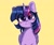 Size: 1200x1000 | Tagged: safe, artist:cottonsweets, twilight sparkle, alicorn, pony, g4, blushing, bust, chest fluff, cute, eye clipping through hair, female, looking at you, mare, simple background, smiling, solo, twiabetes, twilight sparkle (alicorn), yellow background