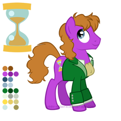 Size: 504x504 | Tagged: safe, artist:lissystrata, doctor whooves, time turner, velvet (tfh), earth pony, pony, them's fightin' herds, g4, clothes, community related, cravat, doctor who, eighth doctor, frock coat, male, ponified, reference sheet, simple background, solo, stallion, the doctor, transparent background