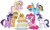 Size: 1884x1142 | Tagged: safe, artist:kleyime, applejack, fluttershy, pinkie pie, rainbow dash, rarity, twilight sparkle, earth pony, pegasus, pony, unicorn, mlp fim's tenth anniversary, g4, cake, candle, colored, flat colors, food, happy birthday mlp:fim, hoof hold, knife, mane six, one eye closed, simple background, unicorn twilight, white background, wink, winking at you