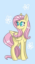 Size: 596x1080 | Tagged: safe, artist:starlight-j, fluttershy, pegasus, pony, g4, female, mare, simple background, smiling, solo