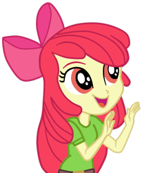 Size: 666x810 | Tagged: safe, artist:gmaplay, apple bloom, equestria girls, g4, adorabloom, apple bloom's bow, bow, cute, hair bow, simple background, solo, transparent background