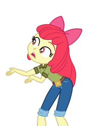 Size: 1062x1426 | Tagged: safe, artist:gmaplay, apple bloom, equestria girls, g4, my little pony equestria girls: summertime shorts, the canterlot movie club, apple bloom's bow, bow, hair bow, hand on hip, simple background, solo, transparent background