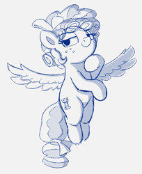 Size: 690x847 | Tagged: safe, artist:heretichesh, cozy glow, pegasus, pony, g4, bow, female, filly, freckles, hair bow, monochrome, sketch, smug, solo, tail bow, wings