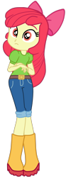 Size: 1074x2884 | Tagged: safe, artist:gmaplay, apple bloom, equestria girls, g4, my little pony equestria girls: better together, adorabloom, apple bloom's bow, boots, bow, cute, hair bow, shoes, simple background, solo, transparent background