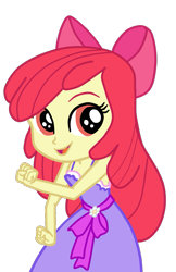 Size: 733x1129 | Tagged: safe, artist:gmaplay, apple bloom, equestria girls, g4, apple bloom's bow, bow, clothes, cute, dancing, dress, hair bow, simple background, sleeveless, solo, transparent background