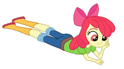 Size: 2944x1642 | Tagged: safe, artist:gmaplay, apple bloom, equestria girls, g4, ass, bloom butt, boots, butt, lying, lying down, shoes, simple background, solo, transparent background