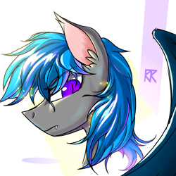 Size: 2000x2000 | Tagged: safe, artist:ktk's sky, oc, oc only, bat pony, pony, bucktooth, bust, high res, male, solo, wings