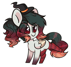Size: 1276x1200 | Tagged: safe, artist:cloud-fly, oc, oc only, pegasus, pony, chibi, clothes, female, hat, mare, simple background, socks, solo, striped socks, transparent background, witch hat