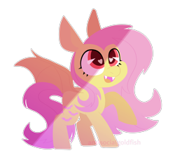 Size: 5000x4560 | Tagged: safe, artist:antisocialgoldfish, fluttershy, bat pony, pony, g4, absurd resolution, bat ponified, chibi, fangs, female, flutterbat, heart eyes, mare, race swap, simple background, solo, transparent background, wingding eyes