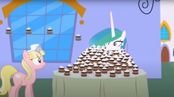 Size: 1678x930 | Tagged: safe, artist:forgalorga, princess celestia, pony, g4, background pony, cake, cakelestia, food, that princess sure does love cake, this will end in diabetes