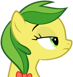 Size: 485x514 | Tagged: safe, artist:nano23823, apple fritter, earth pony, pony, g4, .svg available, apple family member, bow, bust, eyelashes, female, hair bow, lidded eyes, mare, simple background, solo, svg, transparent background, unamused, vector