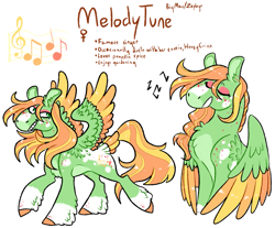 Size: 1089x900 | Tagged: safe, artist:fastserve, oc, oc only, oc:melody tune, pegasus, pony, female, magical gay spawn, mare, music notes, offspring, parent:big macintosh, parent:zephyr breeze, parents:zephyrmac, simple background, singing, solo, white background