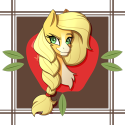 Size: 1280x1280 | Tagged: safe, artist:spaded-drawings, applejack, earth pony, pony, g4, applejack (g5 concept leak), braid, bust, coat markings, female, g5 concept leak style, g5 concept leaks, mare, redesign, simple background, solo, transparent background