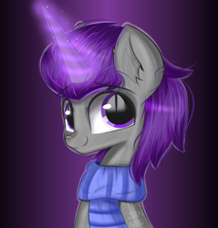 Size: 3911x4092 | Tagged: safe, artist:janelearts, pony, unicorn, bust, clothes, magic, male, portrait, scarf, solo, stallion