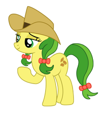 Size: 1662x1925 | Tagged: safe, artist:third uncle, apple fritter, earth pony, pony, g4, apple family member, bow, cowboy hat, female, grin, hair bow, hat, mare, simple background, smiling, transparent background