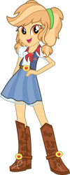 Size: 2722x6794 | Tagged: safe, artist:shootingstarsentry, oc, oc only, oc:southern belle, equestria girls, g4, absurd resolution, applejack's cowboy boots, boots, clothes, cowboy boots, equestria girls-ified, female, hand on hip, next generation, offspring, open mouth, parent:applejack, parent:rockhoof, parents:rockjack, shoes, simple background, solo, transparent background