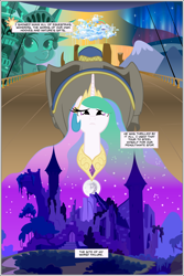Size: 2000x2992 | Tagged: safe, artist:mlp-silver-quill, princess celestia, oc, oc:imani, alicorn, elephant, pony, comic:imani, g4, african, airship, aurora borealis, castle, castle of the royal pony sisters, cloudsdale, day, deck, depressedia, evening, flashback, high res, manehattan, mare in the moon, memories, moon, mountain, mountain range, night, statue of liberty, travel montage, travelling, zeppelin