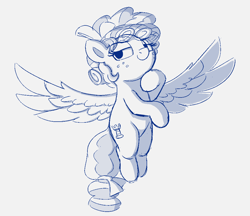 Size: 972x840 | Tagged: safe, alternate version, artist:heretichesh, cozy glow, pegasus, pony, g4, bow, female, filly, freckles, hair bow, large wings, monochrome, sketch, smug, solo, tail bow, wings