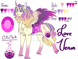 Size: 1024x775 | Tagged: safe, artist:malinraf1615, oc, oc only, oc:love venom, changepony, hybrid, pony, interspecies offspring, male, offspring, parent:princess flurry heart, parent:thorax, parents:flurrax, reference sheet, simple background, solo, transparent background