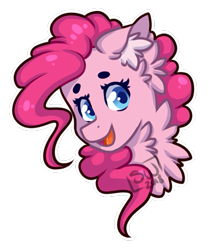 Size: 465x557 | Tagged: safe, alternate version, artist:silentwolf-oficial, pinkie pie, earth pony, pony, g4, bust, chest fluff, ear fluff, open mouth, signature, simple background, smiling, solo, transparent background