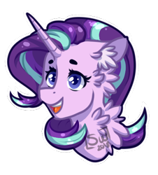 Size: 450x497 | Tagged: safe, alternate version, artist:silentwolf-oficial, starlight glimmer, pony, unicorn, g4, bust, chest fluff, ear fluff, open mouth, signature, simple background, smiling, solo, transparent background