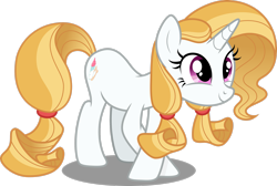 Size: 2991x2005 | Tagged: safe, artist:decprincess, oc, oc only, oc:lily, pony, unicorn, bowing, curtsey, cute, female, hair ribbon, high res, mare, pigtails, simple background, solo, transparent background, vector