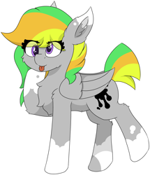Size: 5309x6159 | Tagged: safe, artist:skylarpalette, oc, oc only, oc:odd inks, pegasus, pony, :p, cheek fluff, chest fluff, cute, derp, ear fluff, eye clipping through hair, female, fluffy, happy, mare, pegasus oc, pegasus wings, raised leg, silly, simple background, simple shading, smiling, solo, tongue out, transparent background, wings