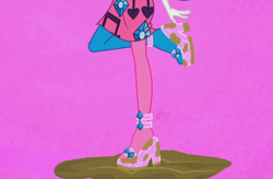 Size: 900x589 | Tagged: safe, artist:thedarkpony, edit, edited screencap, screencap, rarity, equestria girls, g4, life is a runway, clothes, high heels, legs, mud, mud edit, pictures of legs, shoes