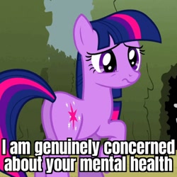 Size: 756x756 | Tagged: safe, edit, edited screencap, screencap, twilight sparkle, earth pony, pony, g4, the return of harmony, butt, caption, cropped, cute, earth pony twilight, eye shimmer, female, frown, image macro, mare, missing horn, plot, raised hoof, reaction image, sad, scrunchy face, solo, text, underhoof, weapons-grade cute