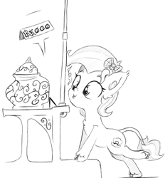 Size: 1047x1129 | Tagged: safe, artist:alazak, oc, oc only, oc:pearl, earth pony, pony, monochrome, solo, younger