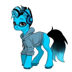 Size: 1024x1024 | Tagged: safe, artist:bandwidth, oc, oc only, oc:bandwidth, pony, unicorn, clothes, glasses, headphones, hoodie, looking at you, male, simple background, solo, stallion, transparent background