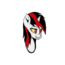 Size: 869x869 | Tagged: safe, artist:artevi, oc, oc only, oc:blackjack, pony, unicorn, fallout equestria, fallout equestria: project horizons, bust, fanfic art, glowing eyes, simple background, solo, transparent background, yellow sclera