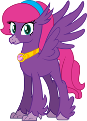 Size: 1024x1425 | Tagged: safe, artist:andrevus, oc, oc only, oc:pinkmane, classical hippogriff, hippogriff, hippogriffied, jewelry, necklace, simple background, solo, species swap, transparent background