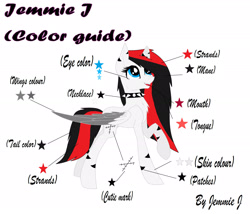 Size: 2647x2266 | Tagged: safe, artist:jemmiej18, oc, oc only, oc:jemmie j, pegasus, pony, choker, female, high res, looking up, pegasus oc, reference sheet, solo, spiked choker, wings