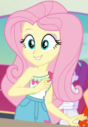 Size: 1417x2045 | Tagged: safe, screencap, applejack, fluttershy, equestria girls, equestria girls specials, g4, my little pony equestria girls: better together, my little pony equestria girls: spring breakdown, clothes, cloud, cropped, cruise, cruise ship, cute, female, flower, heart, pockets, ponytail, shorts, shyabetes, sleeveless, smiling, spring break, yacht