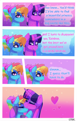 Size: 1992x3120 | Tagged: safe, artist:aaa-its-spook, rainbow dash, twilight sparkle, alicorn, pegasus, pony, g4, blushing, comic, dialogue, female, lesbian, ship:twidash, shipping, twilight sparkle (alicorn)