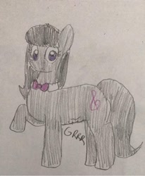 Size: 750x910 | Tagged: safe, artist:powerpup97, octavia melody, earth pony, pony, g4, bowtie, female, formal wear, hungry, mare, sketch, solo, stomach growl, stomach noise, traditional art