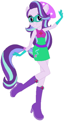 Size: 312x591 | Tagged: safe, artist:prettycelestia, artist:selenaede, artist:user15432, starlight glimmer, equestria girls, g4, base used, boots, clothes, cutie mark, cutie mark on clothes, dress, element of justice, gloves, hat, high heel boots, high heels, mask, multicolored hair, ponied up, purple dress, purple shoes, rainbow hair, rainbow power, rainbow power-ified, shoes, simple background, solo, superhero, superhero costume, white background