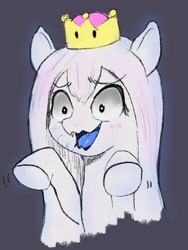 Size: 693x924 | Tagged: safe, artist:nullpotower, ghost, ghost pony, pony, booette, fangs, ponified, solo, super crown, toadette