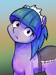 Size: 1495x1993 | Tagged: safe, artist:nullpotower, tote bag (g4), earth pony, pony, g4, female, gradient background, head tilt, looking at you, mare, solo
