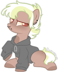 Size: 1854x2292 | Tagged: safe, artist:kurosawakuro, oc, oc only, earth pony, pony, base used, clothes, female, hoodie, mare, offspring, parent:limestone pie, parent:trenderhoof, simple background, solo, transparent background