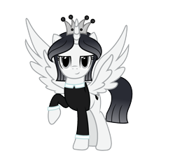 Size: 2037x1837 | Tagged: safe, artist:darbypop1, oc, oc only, oc:friday the 13th, alicorn, pony, alicornified, crown, female, jewelry, mare, race swap, regalia, simple background, solo, transparent background